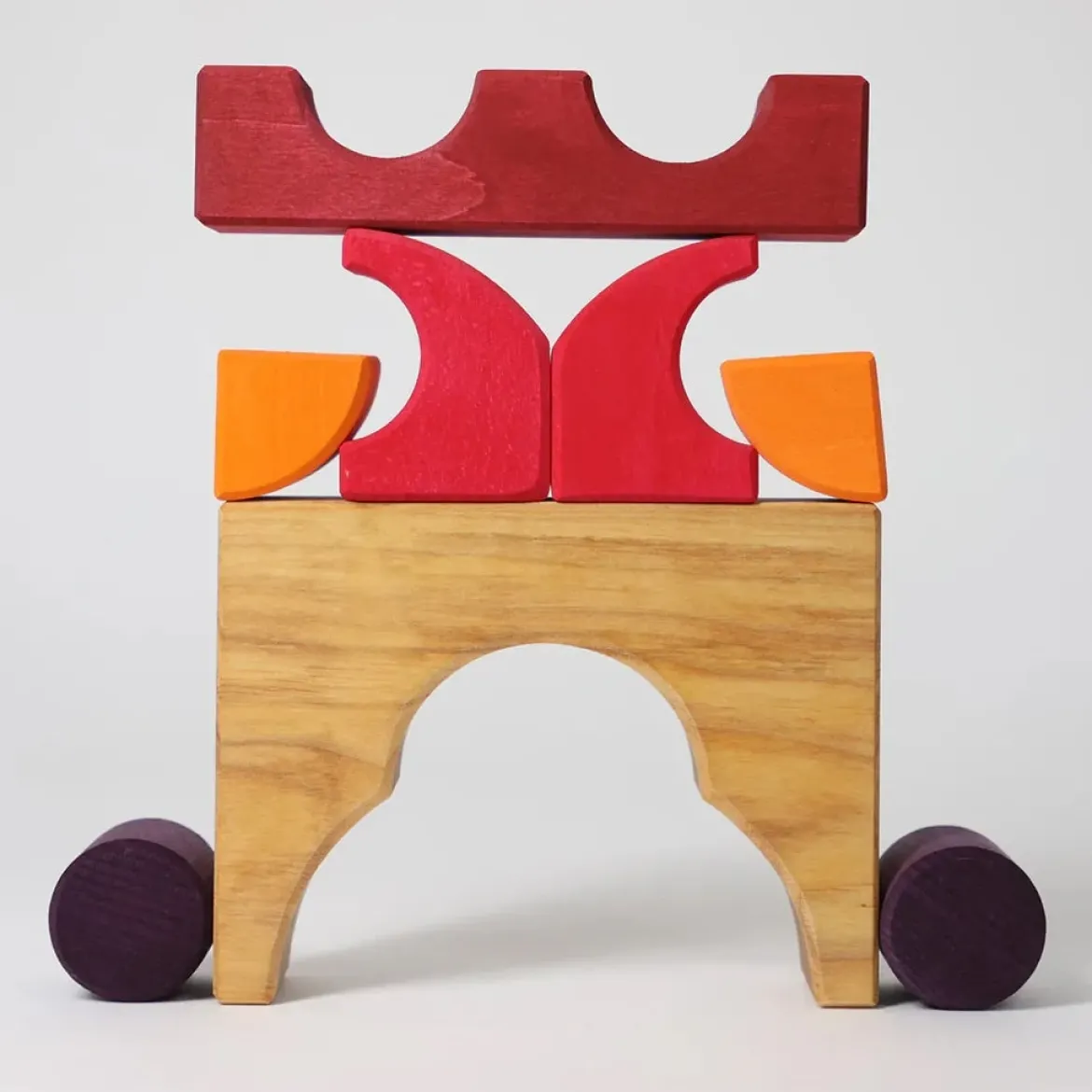 Bauspiel Rot | 12 Holzteile im Holzrahmen