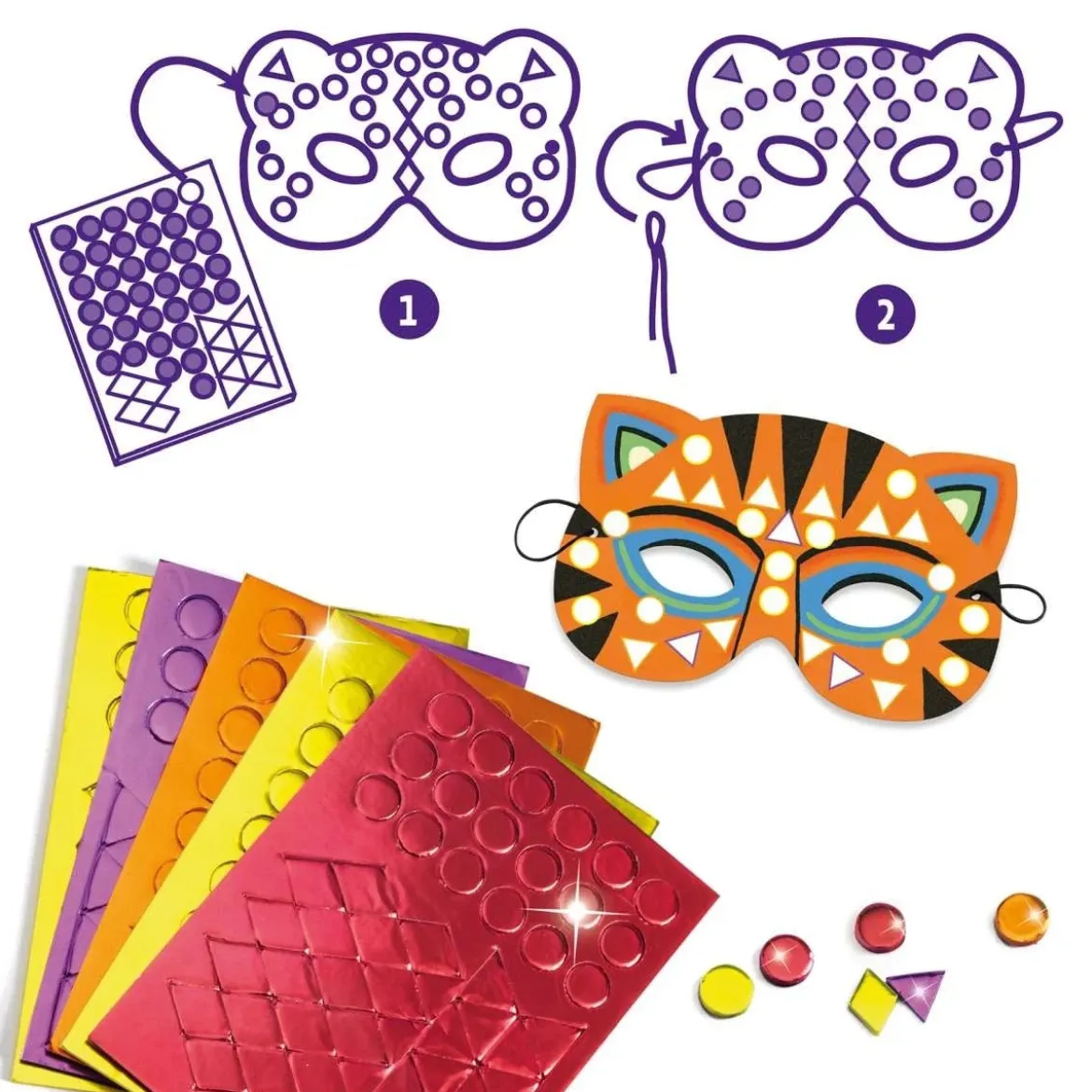 Do it Yourself | 8 Mosaik-Masken zum Dekorieren "Dschungeltiere"
