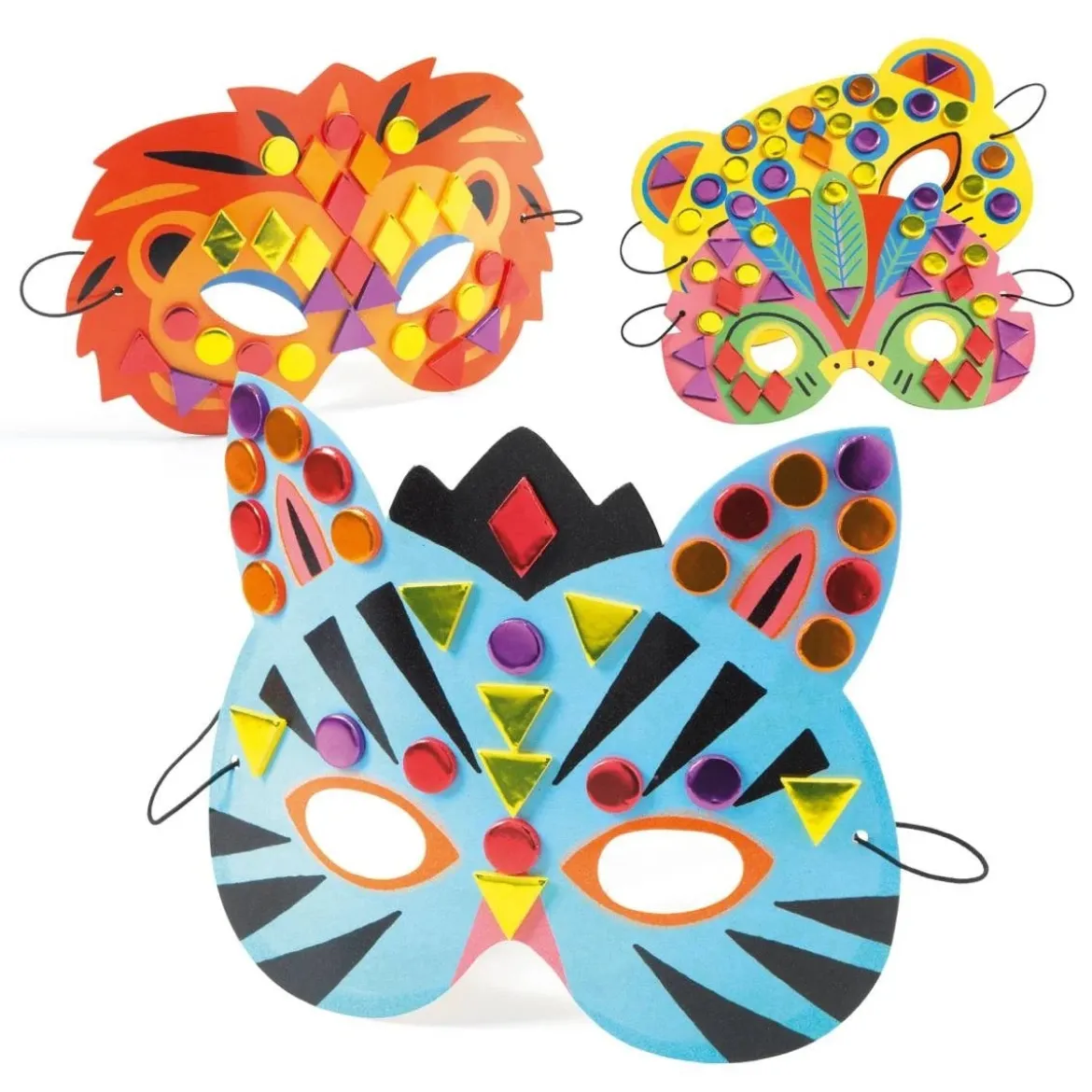 Do it Yourself | 8 Mosaik-Masken zum Dekorieren "Dschungeltiere"