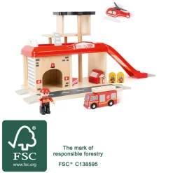 Feuerwehrwache aus FSC-Holz mit Zubehör
