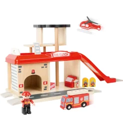 Feuerwehrwache aus FSC-Holz mit Zubehör