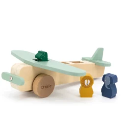 Flugzeug mit Tieren aus Naturholz