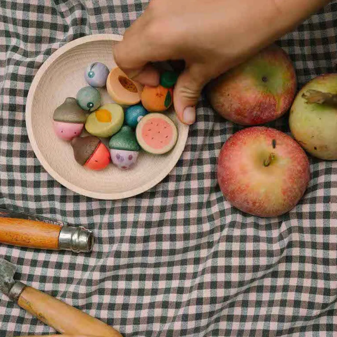 Fruits | 12 handbemalte Holzfrüchte