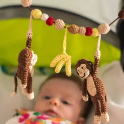 Gehäkelte Kinderwagenkette Affe CHARLIE (braun)