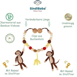 Gehäkelte Kinderwagenkette Affe CHARLIE (braun)