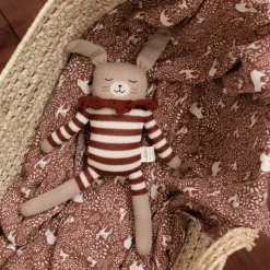 Großer Hase aus Baby-Alpakawolle | Gestreifter Strampler