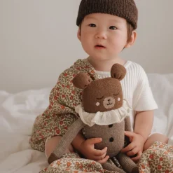Großer Teddy aus Baby-Alpakawolle | Beiger Pyjama
