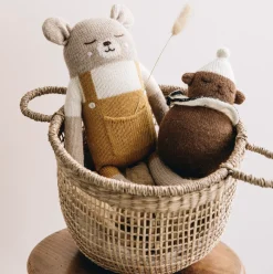 Großer Teddy aus Baby-Alpakawolle | Latzhose