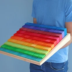Große Stufenzählstäbe Regenbogen | 101-teilig
