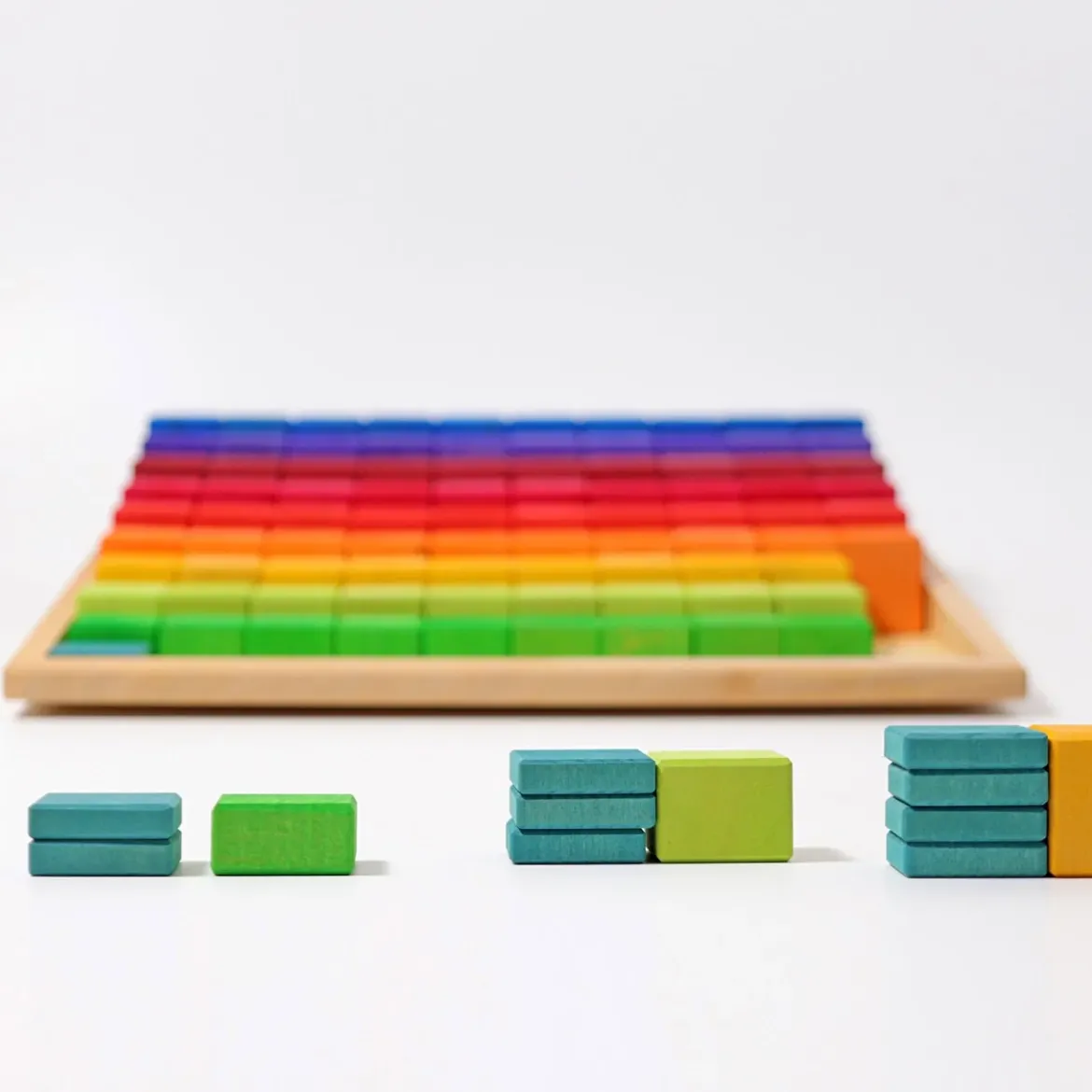 Große Stufenzählstäbe Regenbogen | 101-teilig