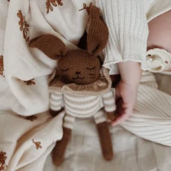 Hase aus Baby-Alpakawolle | Gestreifter Strampler