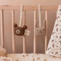 Hänge-Rassel aus Baby-Alpakawolle | Teddy braun