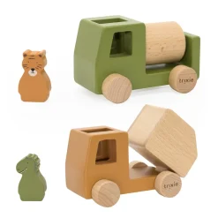 Holz-Bauwagen-Set mit Tieren