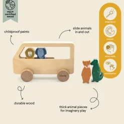 Holz-Bus mit Tieren