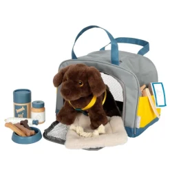 Hund mit Tasche und Pflege-Set