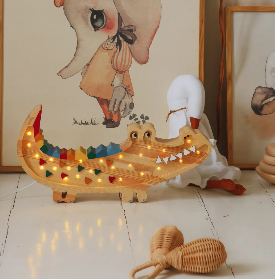 Kinderlampe | Krokodil in Karibisch Braun