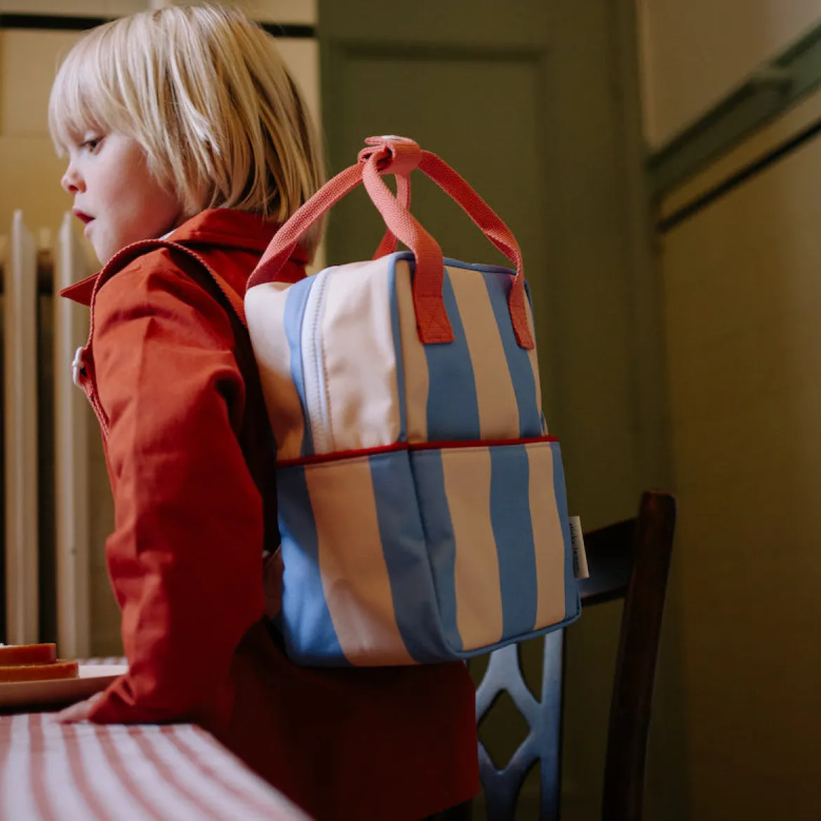 Kinderrucksack Stripes | Cloud Blue & Twiggy Beige (4-7 Jahre)