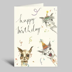 Klappkarte zum Geburtstag | Drei Alpakas | Happy Birthday