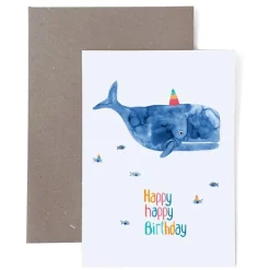 Klappkarte zum Geburtstag | Wal | Happy happy Birthday