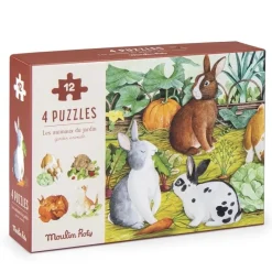 4 Mini Puzzle Tiere | 4 x 12 Teile