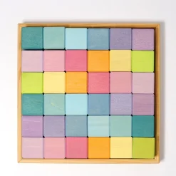 Mosaik Pastell | 36 Bauklötze im Holzrahmen