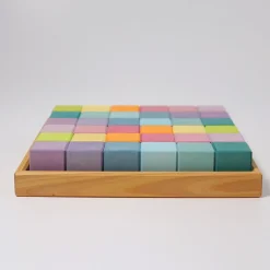 Mosaik Pastell | 36 Bauklötze im Holzrahmen