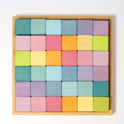 Mosaik Pastell | 36 Bauklötze im Holzrahmen