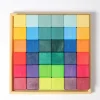 Mosaik Regenbogen | 36 Bauklötze im Holzrahmen