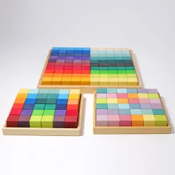 Mosaik Regenbogen | 36 Bauklötze im Holzrahmen