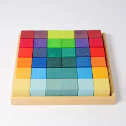 Mosaik Regenbogen | 36 Bauklötze im Holzrahmen