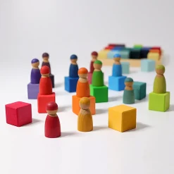 Mosaik Regenbogen | 36 Bauklötze im Holzrahmen
