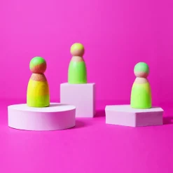 Neonfreunde Grün | 3 Figuren aus Naturholz