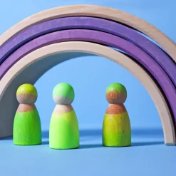 Neonfreunde Grün | 3 Figuren aus Naturholz