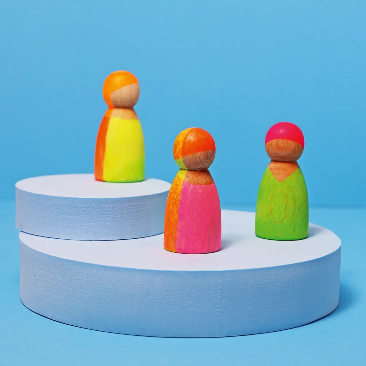 Neonfreunde Mix | 3 Figuren aus Naturholz