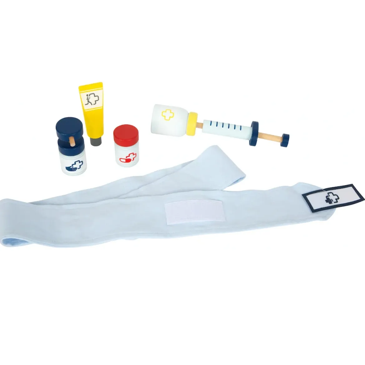 Notarztrucksack mit Holz-Utensilien