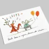 Postkarte zum Geburtstag | Eichhörnchen mit Bollerwagen