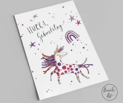 Postkarte zum Geburtstag | Einhorn