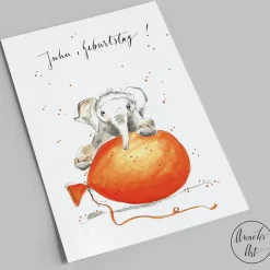 Postkarte zum Geburtstag | Elefant | Juhu, Geburtstag!