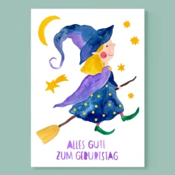 Postkarte zum Geburtstag | Geburtstagshexe