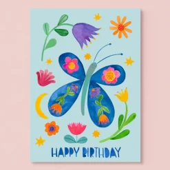 Postkarte zum Geburtstag | Happy birthday | Schmetterling