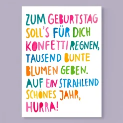 Postkarte zum Geburtstag | Konfettiregen