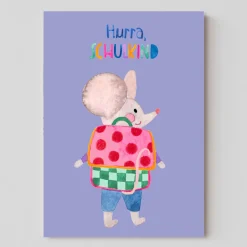 Postkarte zur Einschulung | Hurra, Schulkind