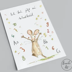 Postkarte zur Einschulung | Ich bin jetzt ein Schulkind