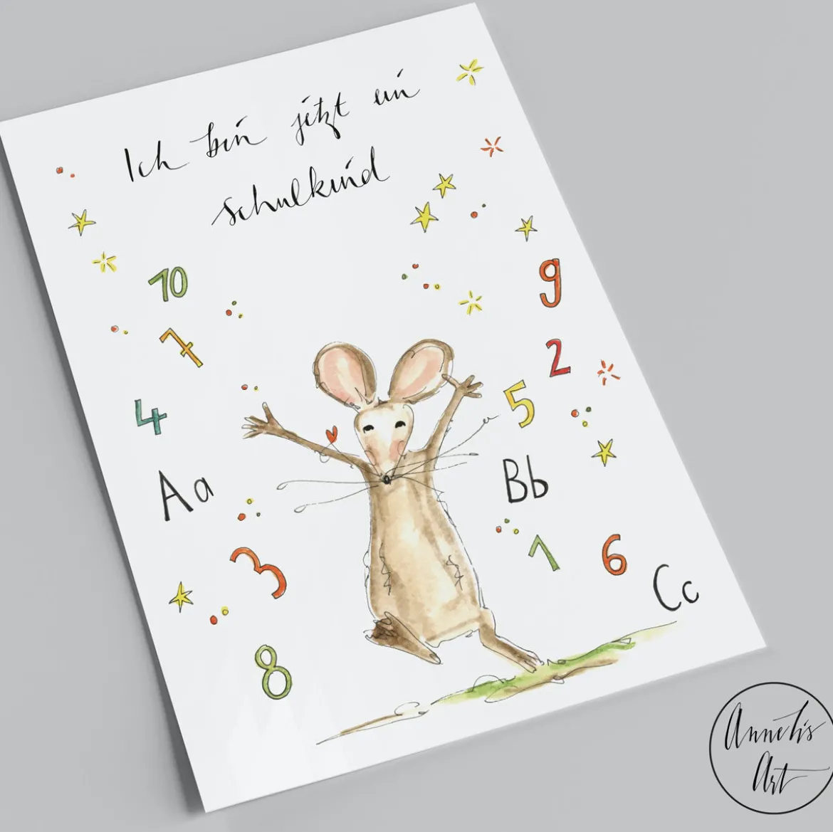Postkarte zur Einschulung | Ich bin jetzt ein Schulkind