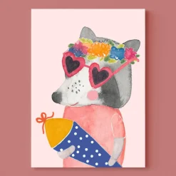 Postkarte zur Einschulung | Waschbär