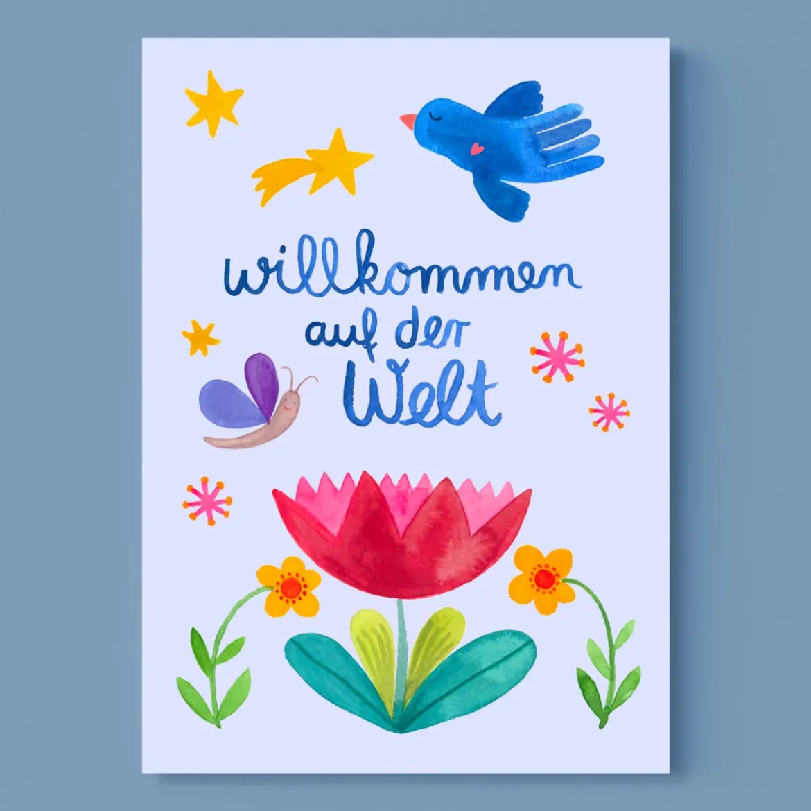 Postkarte zur Geburt | Willkommen