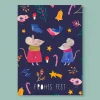 Postkarte zu Weihnachten | Weihnachtsmäuse