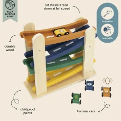 Rennbahn aus FSC®-Holz mit 4 Autos