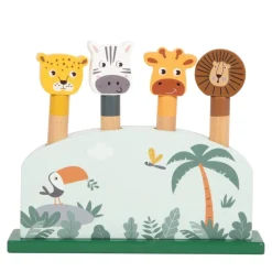 Steckspiel aus Holz | Hüpfende Tiere „Safari“
