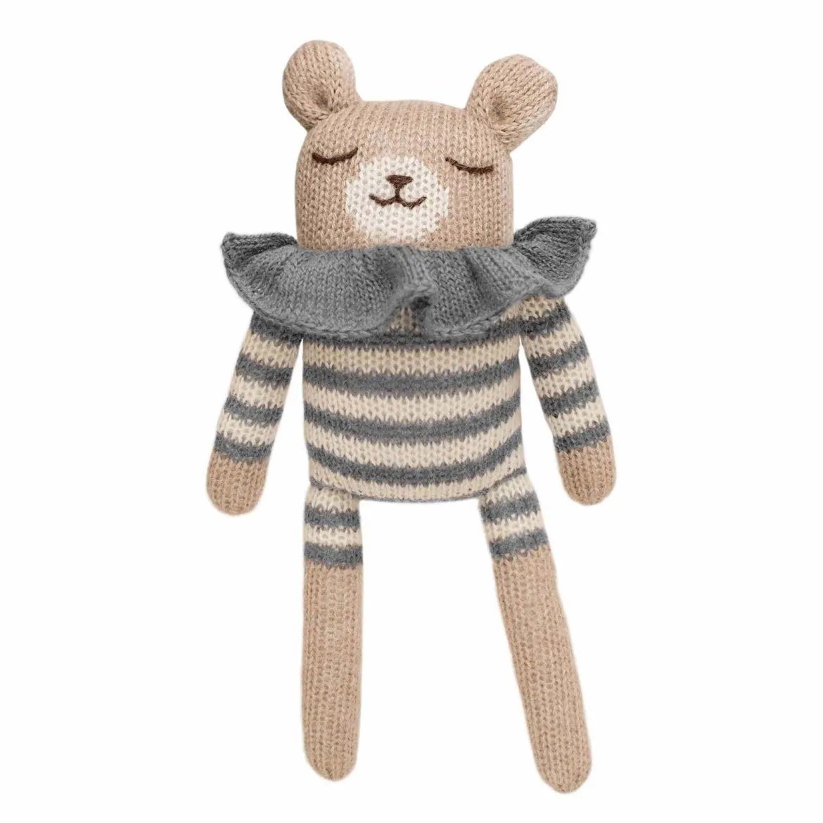 Teddy aus Baby-Alpakawolle | Gestreifter Strampler